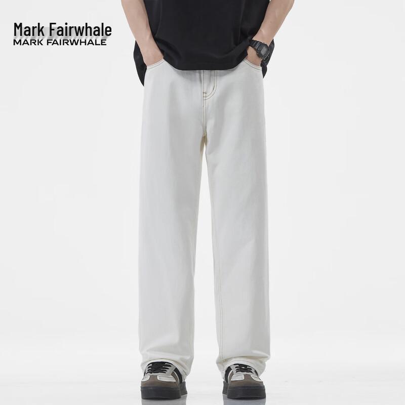 Mark Fairwhale Herren Relaxed Straight-Leg Weiße Jeans