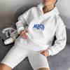 European & American Women's Winter Hoodie with Letter Print & Foam Bag Patch