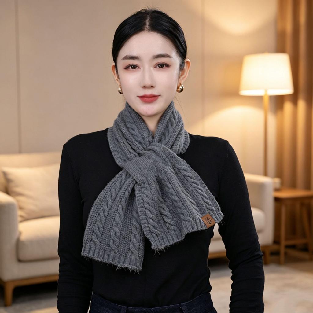 New fashionable versatile knitted twist unisex thickened warm scarf premium cross knitted scarf