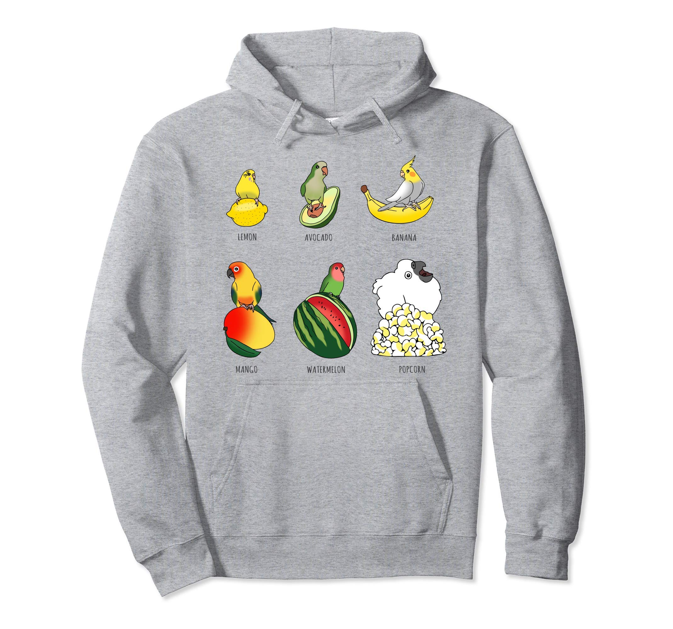 

Cute Bird Doodle Birb Meme Funny Pet Owner Parrot Fruit Hoodie серый