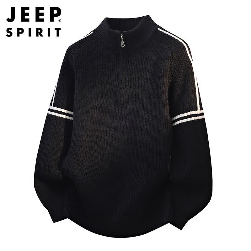 JEEP SPIRIT Men's Stand Collar Knit Sweater