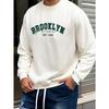 Men's Fashion Creative Design Brooklyn Letter Print Sport Casual Commuter Versatile Long Sleeve Crew Neck Sweatshirt