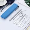 Portable Travel Cutlery Set Stainless Steel Tableware Storage Box Bag Kitchen Home Dinnerware Straw Chopstick Spoon Fork