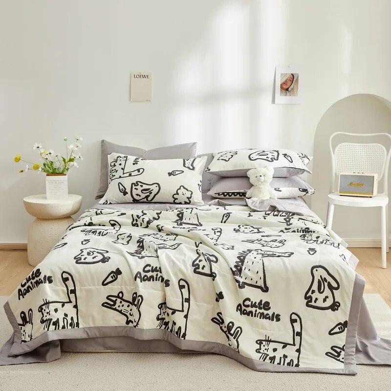 Summer Thin Cool Quilt Bedding Home Textiles Children Student Dormitory Cartoon Soft Comfortable Blanket Air-conditioning Quilt