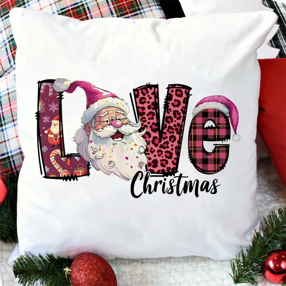 merry christmas printed Pillow Case christmas derco Pillow Dust Cover Bedroom Kids pink xmas Party Decoration Pillowcase gifts