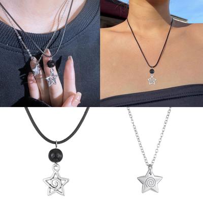 Punk Swirl Star Pendant Necklaces Vintage Five-pointed Star Choker Women Fashion Goth Necklaces Aesthetic Jewelry Gift
