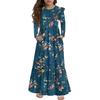 Girls' Tiered Ruffle Dress - Long Sleeve Printed Maxi With Pockets