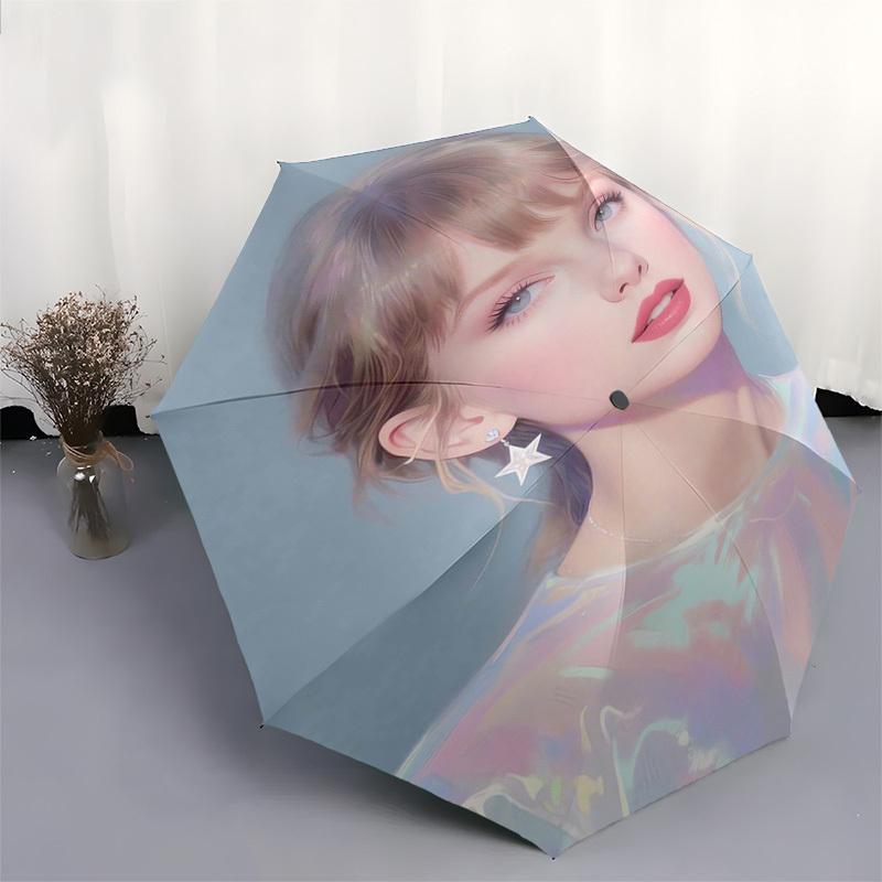 Taylor Swift Themed Automatic Opening and Closing Umbrella, Compact Travel Umbrella, Lightweight and Portable, Suitable for Beach Commuting