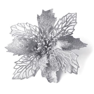 10PCS Christmas Artificial Flowers Glitter Flower Christmas Decoration