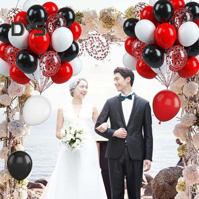 60 Pezzi Palloncini da Festa 12 Pollici Metallizzati Lattice Palloncini con Coriandoli con Nastro per Festa di Compleanno Baby Shower Decorazione Matrimonio