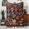 Dia de Muertos Flanelldecke - Weich & Warm für Sofa/Bett/Büro, Perfektes Halloween- & Weihnachtsgeschenk, Ganzjahres-Gemütlichkeit
