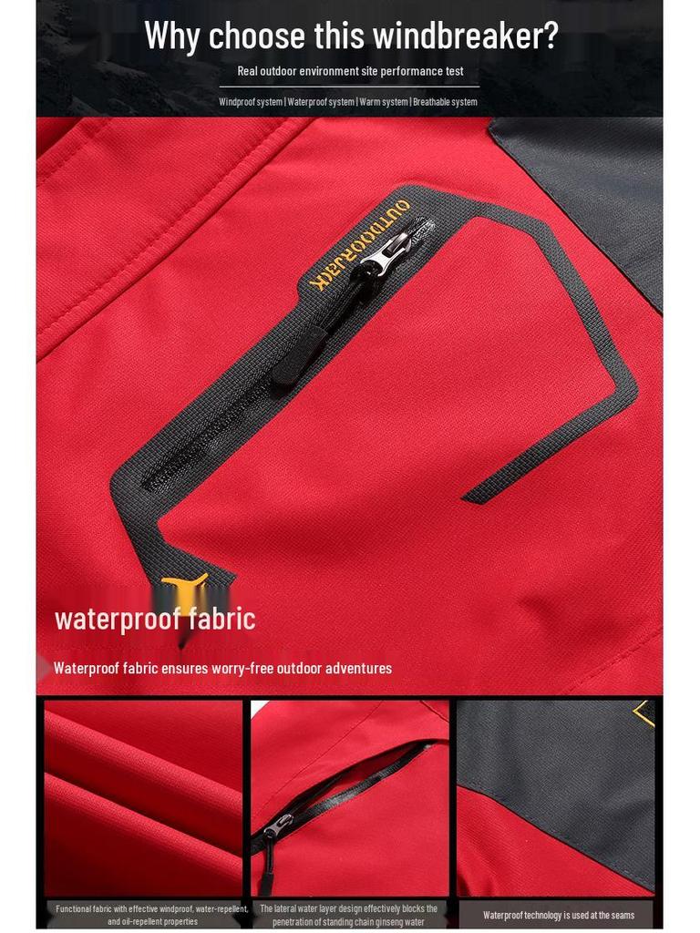 Unisex Plus Size Fleece-Lined Ski and Cycling Jacket with Thick Cotton Padding