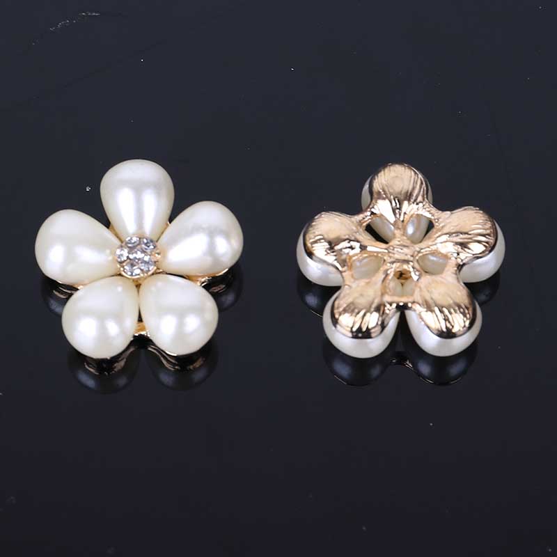 

Engood 50Pcs Pearl Vintage Rhinestone Flower Buttons Sewing Trim & Embellishments Craft Buckles Wedding DIY Hair Accessories