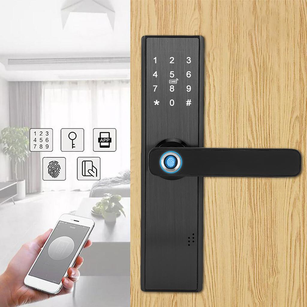 WiFi Touch Screen Fingerprint Password IC Card Smart Door Lock with Mechanical Key for Tuya