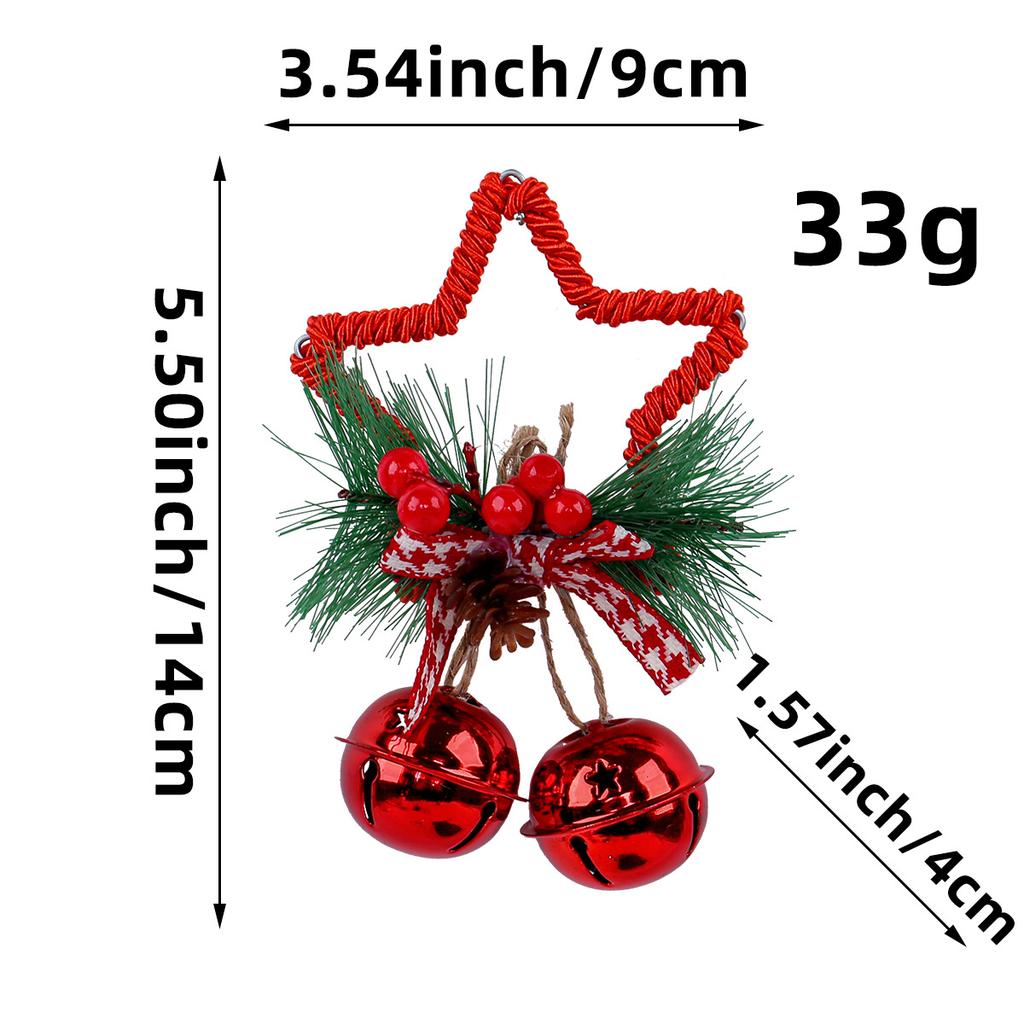 Zhongran Christmas Pentagram Bell Accessories Pendant Diy Christmas Tree Pendant Bow Bell Window Props
