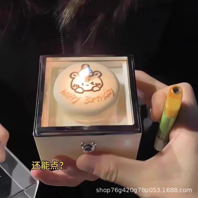 

Little Bear Cake Surprise Rotating Jewelry Box - Perfect Birthday, Valentine s Day, or Confession Gift for Him, Girlfriend, or Best Friend