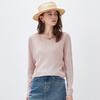 Komongboka Women's Lyocell Tencel Knit Long Sleeve Hollow-out Top