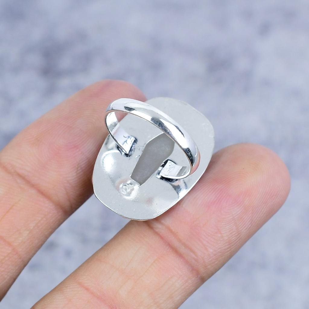 Rose Quartz Gemstone Handmade 925 Sterling Silver Jewelry Ring Size 8 M-2590