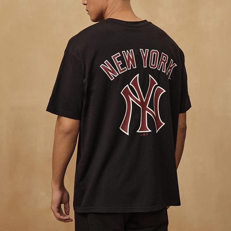 New Era MLB New York Yankees Graphic Print Round Neck Summer American Short Sleeve T-Shirt Unisex Tops Navy-Blue 14117425
