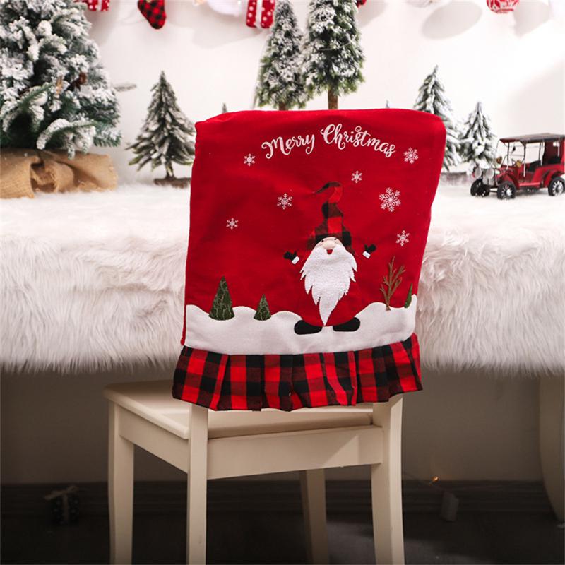 Christmas Decoration Chair Cover Creative Cartoon Machine Embroidered Linen Christmas Flower Chair Back Cover Car Backrest Set