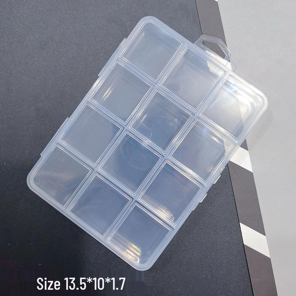 Nail Art Jewelry Storage Box: 12-Grid & 6-Grid, Transparent, Removable, Round & Square Divided Multifunctional Tool Organizer