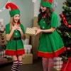 Women Christmas Elf Costume Set Elf Dress Hat Belt Holiday Parties Halloween Universal Adult Novelty Outfit without Feathers