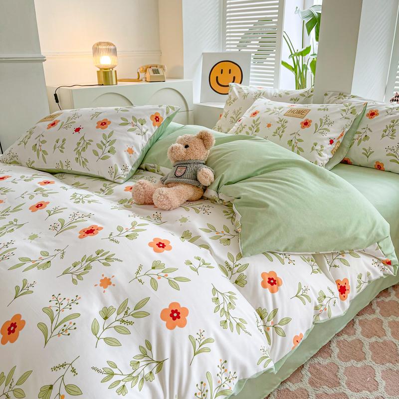 Chic Botanical Duvet Cover Garden Floral Bedding Set 4 Pieces Leaves Duvet Covers Set For Girls Women Farmhouse Comforter Cover