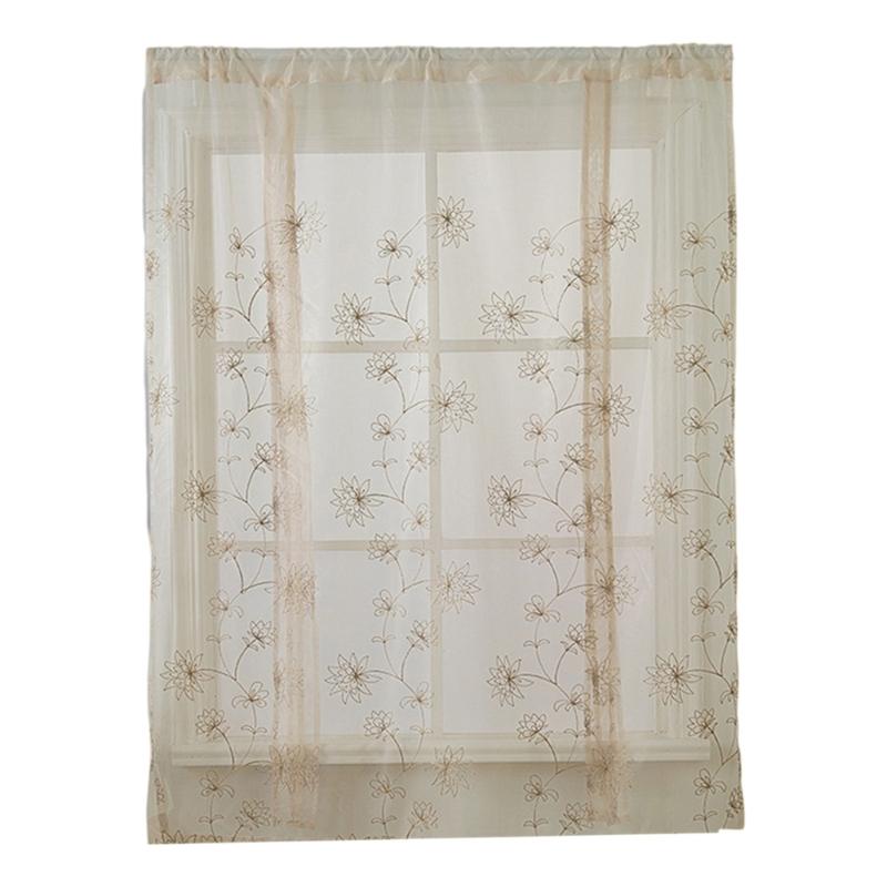 

Washable Embroidered Sheer Window Curtain Breathable Fabric Privacy Protective Light Filtering Long Window Drape Panel 60 120