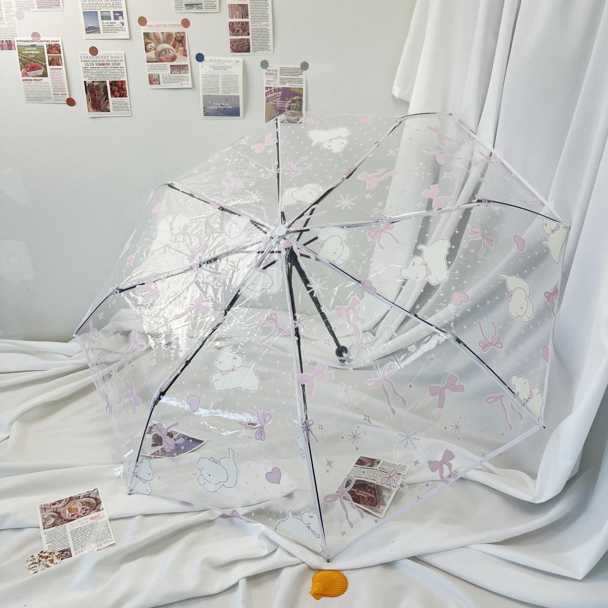 

1 шт. Прозрачный автоматический трехсложенный зонт с рисунком котенка, подходит для уличной и портретной фотографии