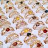10 Pezzi Anello da Dito Doppio Strato con Zirconia di Cristallo Colorata Gioiello per Dita