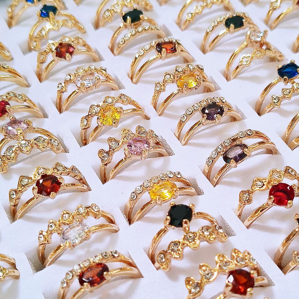 10 Pezzi Anello da Dito Doppio Strato con Zirconia di Cristallo Colorata Gioiello per Dita
