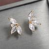 ZAKOL Luxury Plants Zirconia Stud Earrings For Women Girls Copper Color Crystal Metal Ears Zircon Wedding Festival Party Gifts