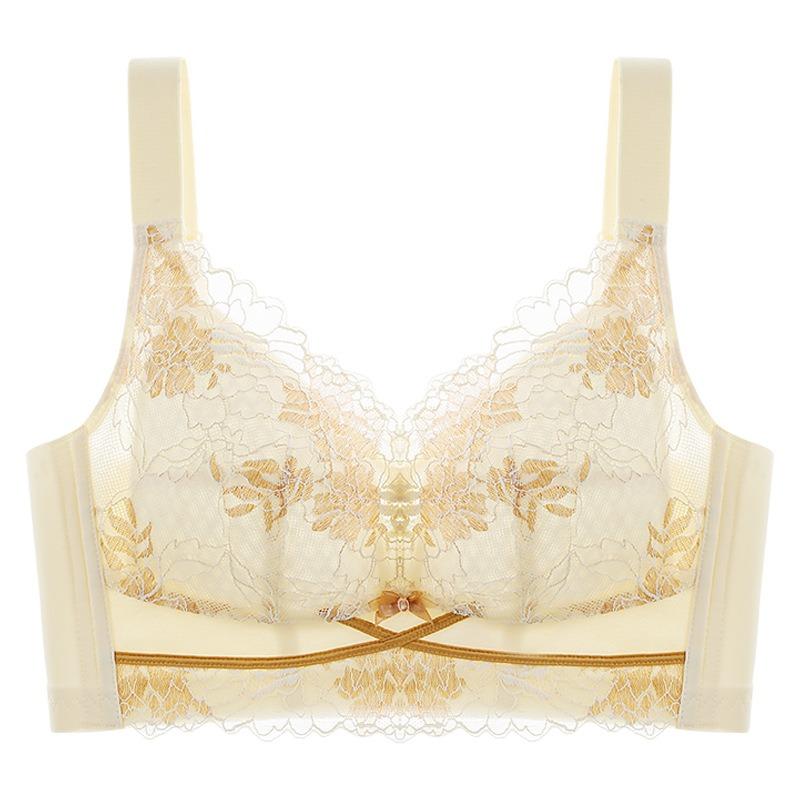 

Женский бюстгальтер без косточек кружевной нескользящий бретели тонкое нижнее белье 46/105BC шампанского