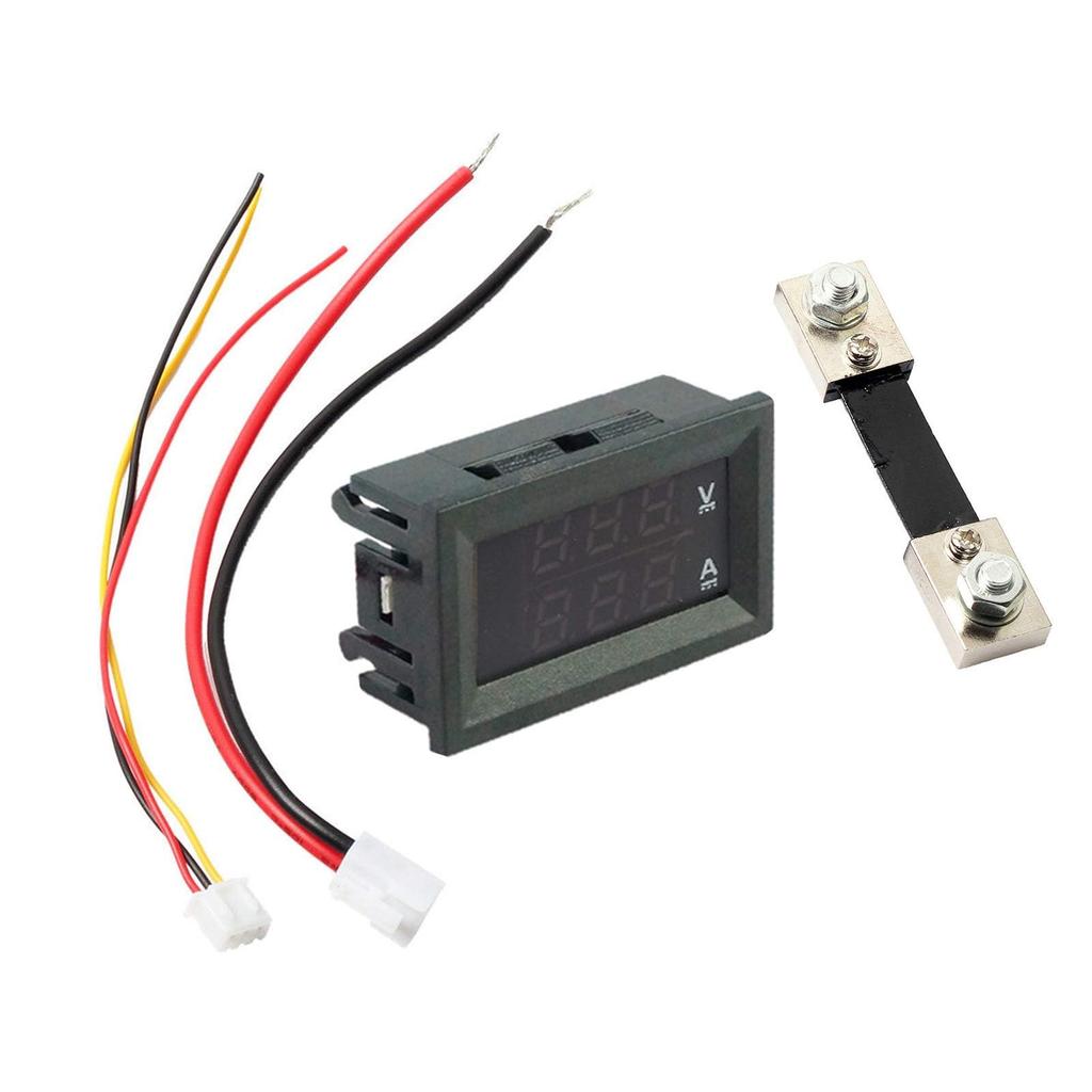 Artudatech 4x Digital DC Digital DC 100A Shunt DC Measurement Meter Voltmeter/Ammeter, Current/Voltage Tester, 4-30V Powered, Multimeter, 0-100V, +