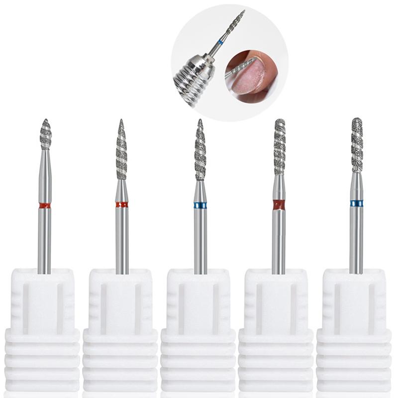 Diamond Nail Bits Tornado Flame Cuticle Drill Bit Manicure Cutter Rotary Burr Drill Accessories Spiral Nail Polishing Mills Tool