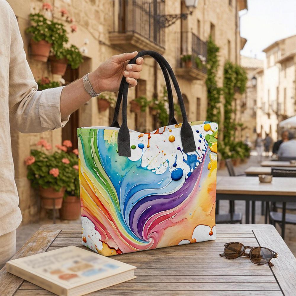 Colorful Artistic Tote Bag Large Capacity Casual Shoulder Bag for Daily Use Shopping Travel