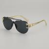 JYL TS Rimless Sunglasses With Leopard Head UV Protection Style 116