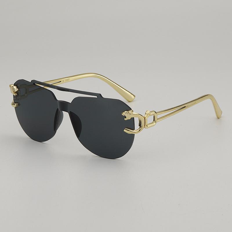 JYL TS Rimless Sunglasses With Leopard Head UV Protection Style 116
