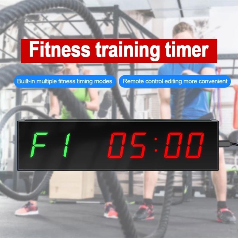 Large Screen Gym Timer 1.5Inch Digits Count Down/Up Timer Box Cycle Interval Clock Stopwatch for Gym Fitness Training