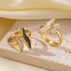 Stainless Steel Wave Drip Glaze Open Rings for Women Retro Punk Style Trendy Creative Exquisite Ring Accessories Gift