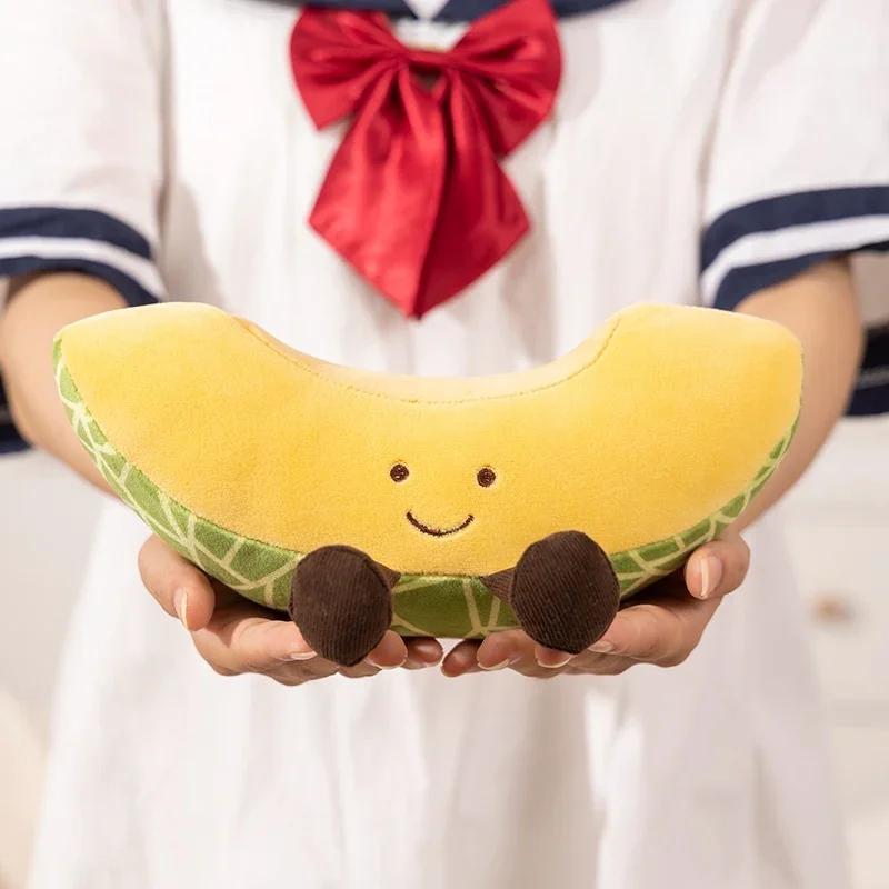 Super Soft Fruit Plush Toy Cute Watermelon Hami Melon Balsam Pear Kawaii Doll for Children's Birthday Christmas Gift