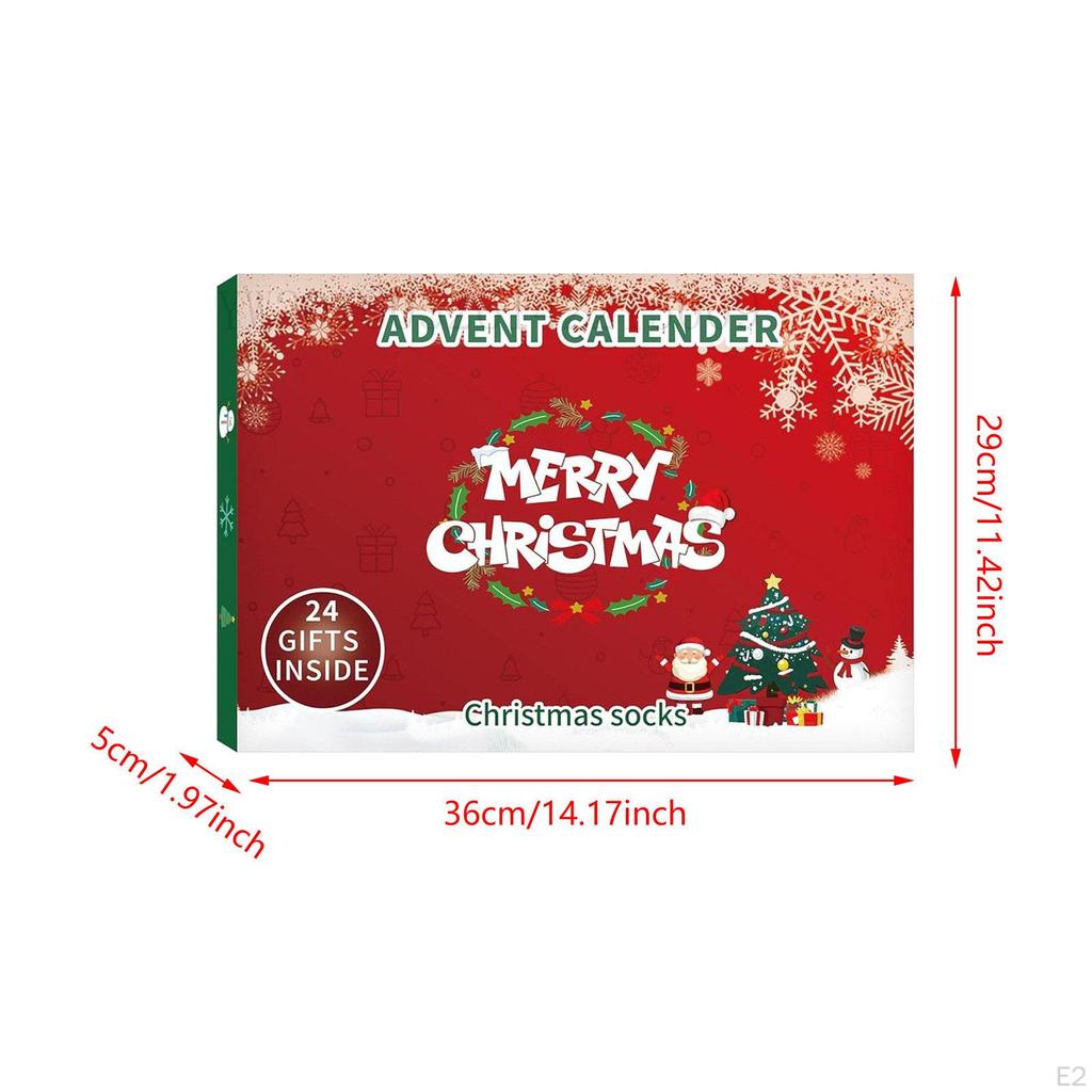 Vánoční adventní kalendář, 24 párů ponožek, Slavnostní dárek Roztomilá Hřejivá Novinka pro
