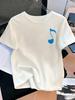 Heart Shaped Music Note Print Tshirt Minimalist Graphic Short Sleeve Round Neck Casual Tops Unisex Spring Summer Essential Tee