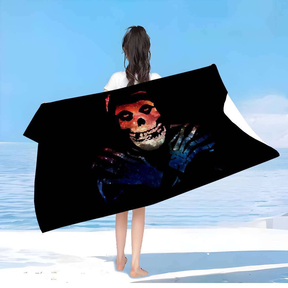Classic Punk Band The M-Misfits Beach Towel Colorful Bath Towels for Girl Microfiber Quick Dry Custom Sand Free Beach Gym Pool