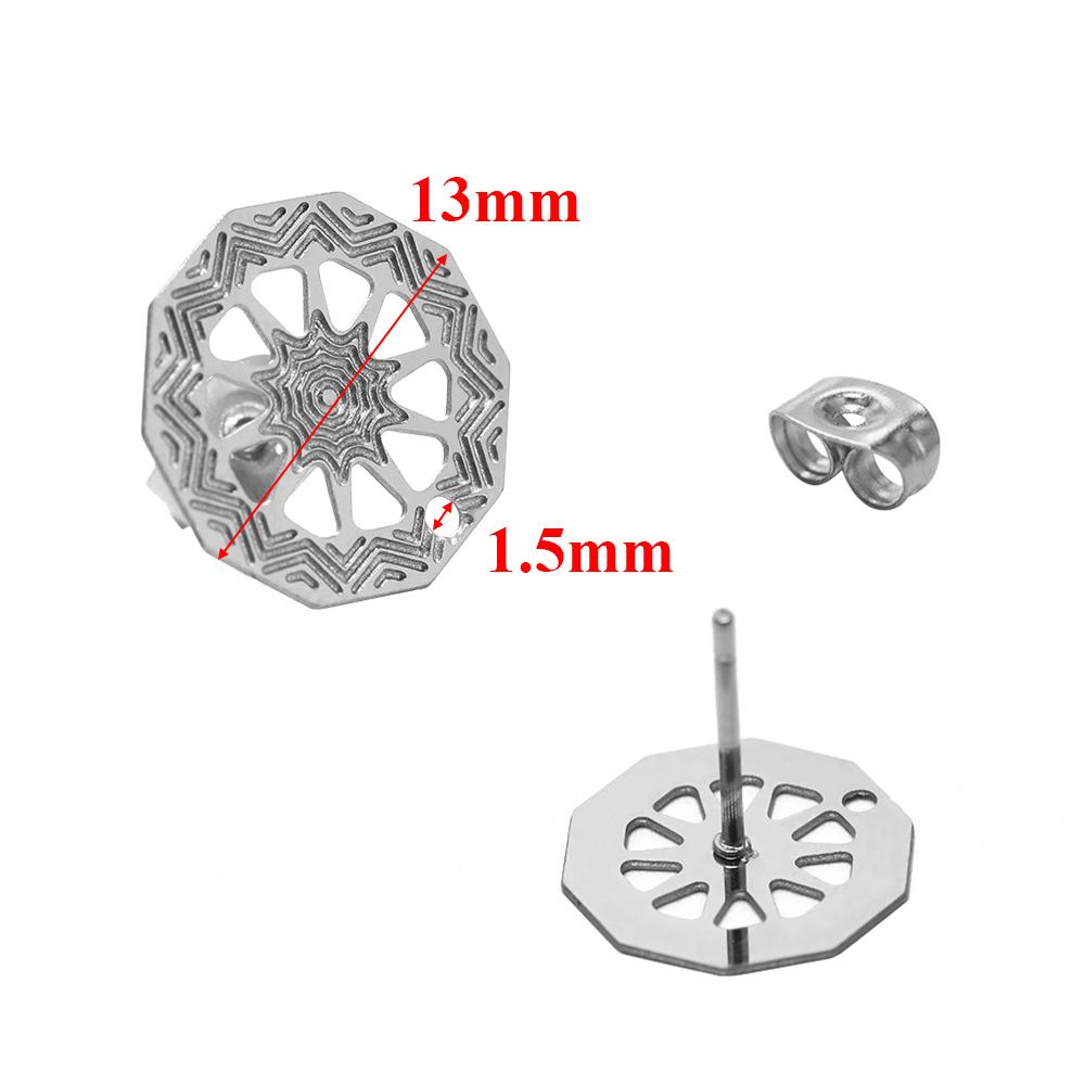 10pcs 304 Stainless Steel Hollow Flower Studs for DIY Drop Earrings Post Findings Jewelry Making Dangle Charms Connectors