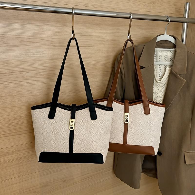 New Color-blocked Large-capacity Shoulder Bag - Casual and Versatile, Can Be Carried by Hand or Crossbody - French Tote Bag, a Commuting Essential.