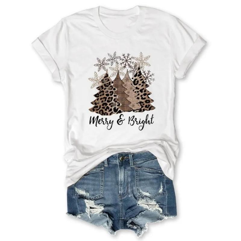 

Летний топ с круглым вырезом и принтом 3D-рождественской елки, модные повседневные женские футболки с короткими рукавами XS