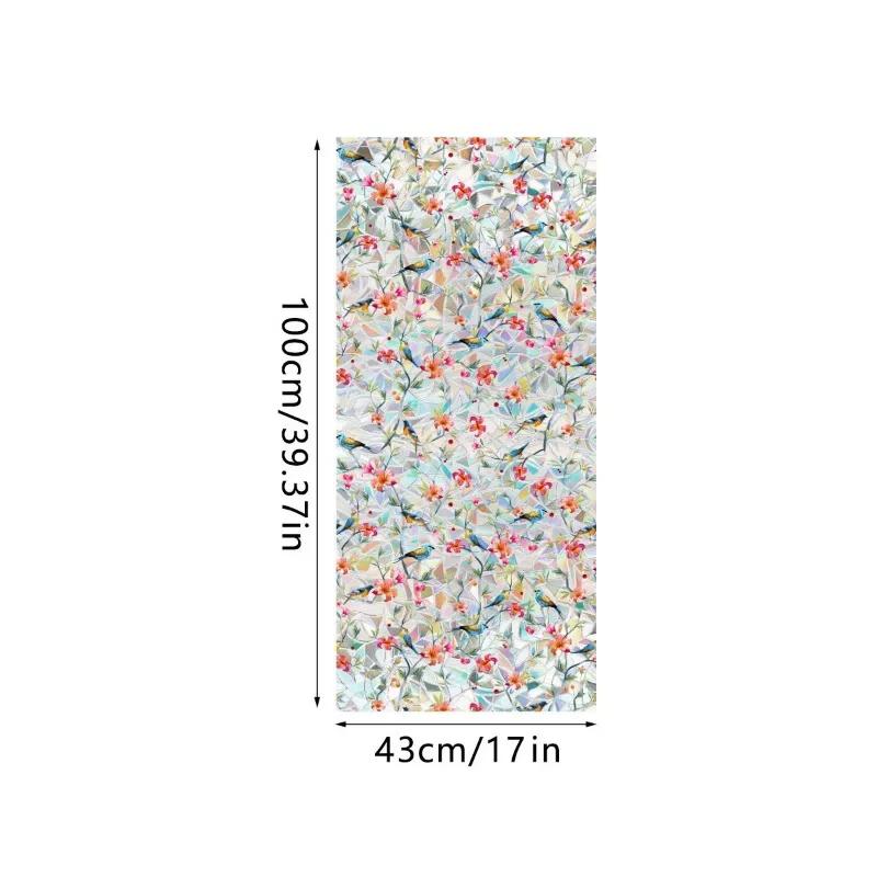 Double-sided Rainbow Design Static Window Privacy Film Colorful Stained Glass Window Film for Privacy Sun Blocking for Windows