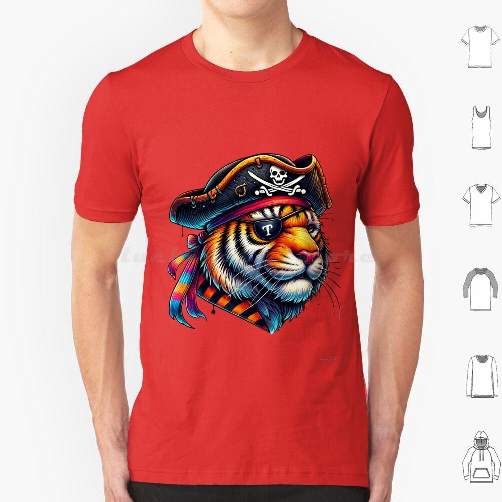 

The Legendary Pirate TigerKing Of The Wild Oceans T Shirt Cotton Men Women DIY Print Pirate Tiger Animal Art Colorful S