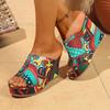 Colorful Graffiti Wedge Heel Sandals for Women Summer Peep Toe Chunky Platform Slippers Woman Thick Bottom Beach Sandals